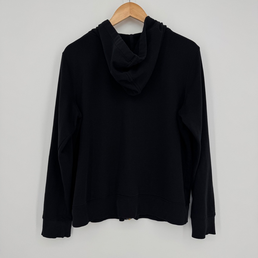 Old Navy Womens Black Full Zip Fleece Hoodie Sweatshirt Large Brass Zipper